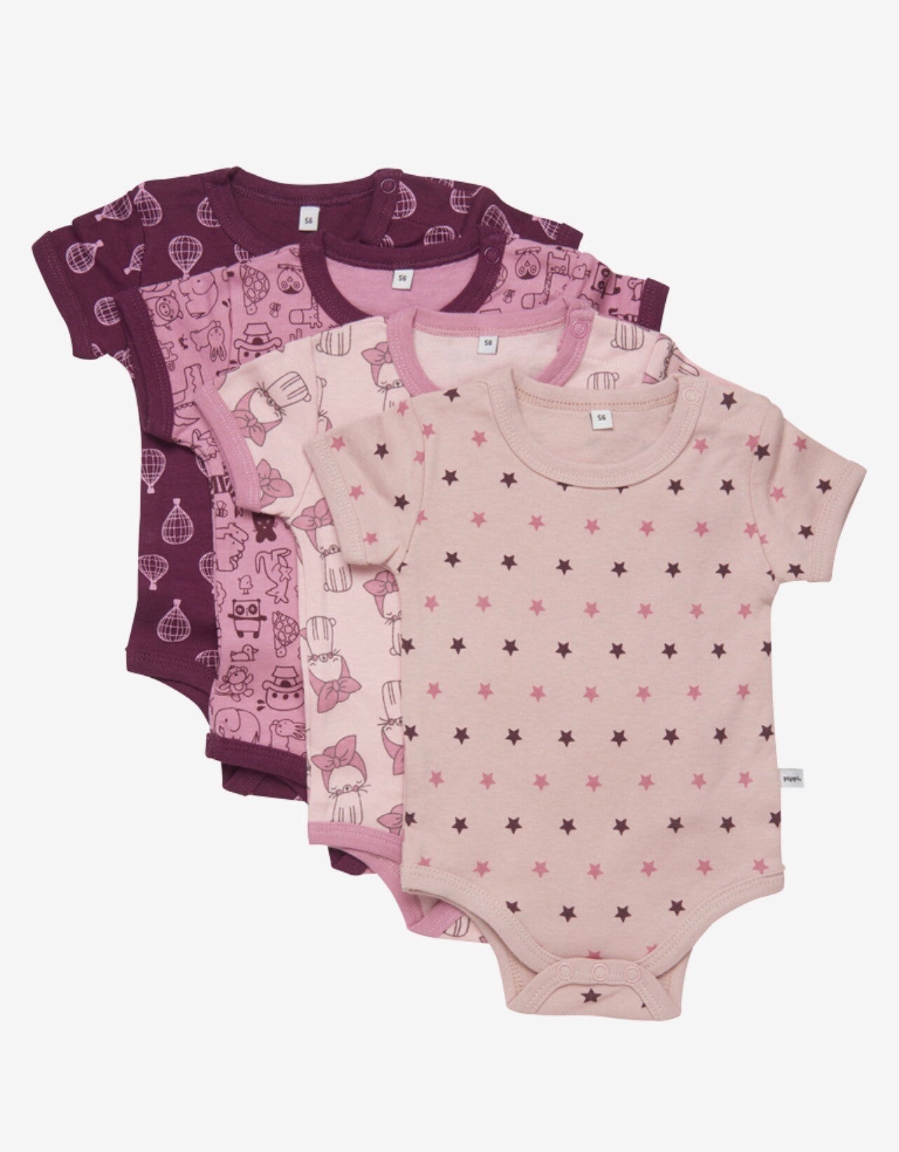 Kortermet body (4 pakk) (Mørk rosa)