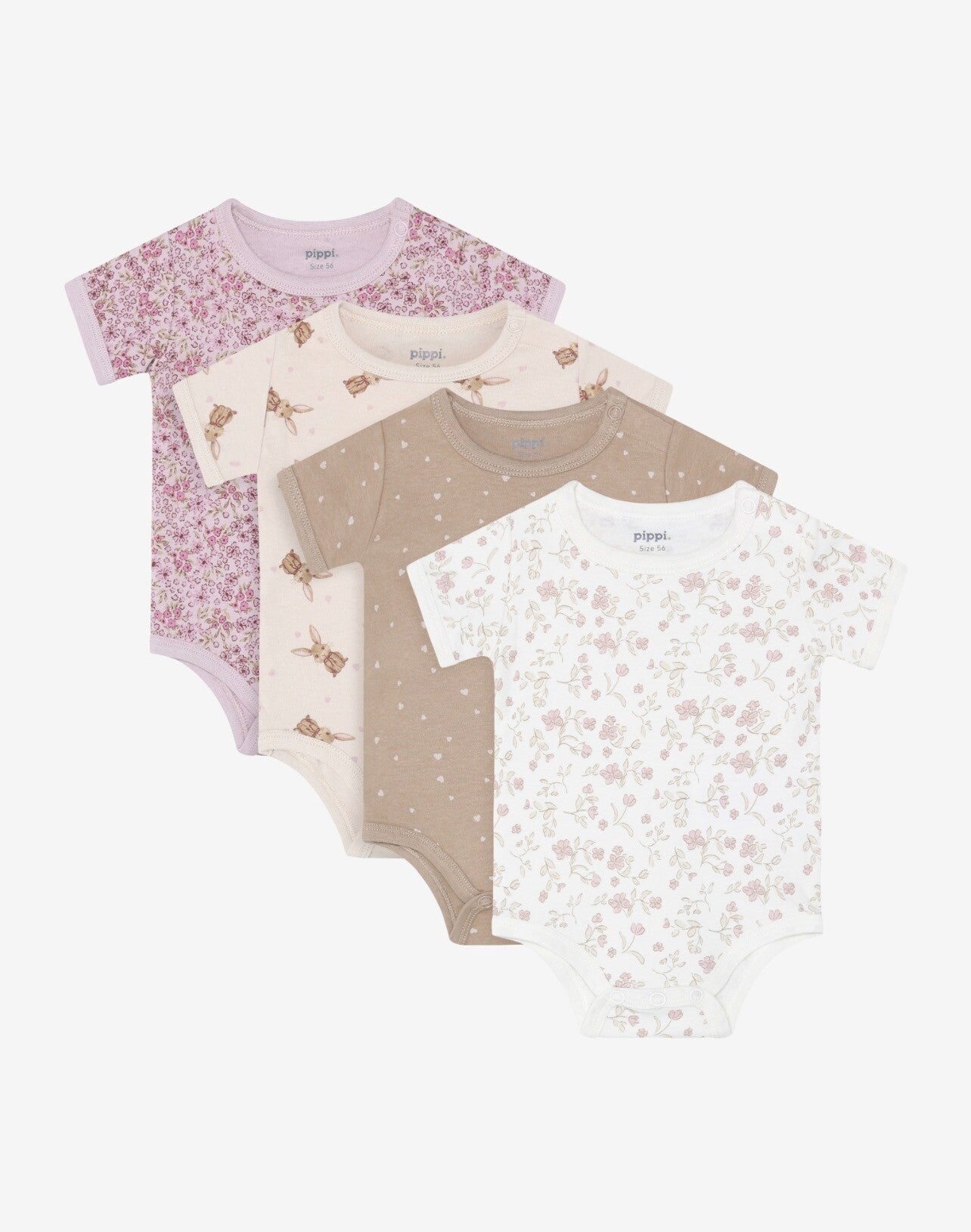 Kortermet body fra Pippi (4 pakk) (Rosa)