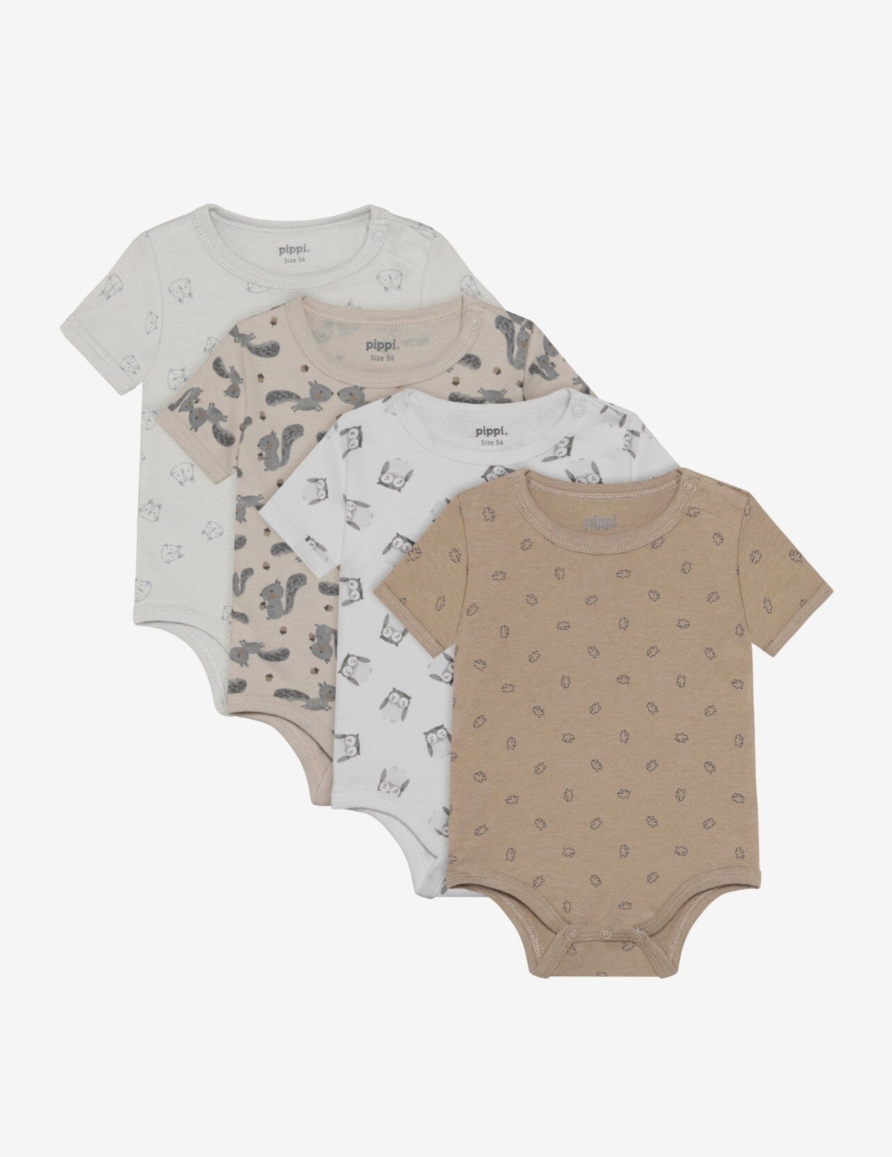 Kortermet body fra Pippi (4 pakk) (Skogsdyr)