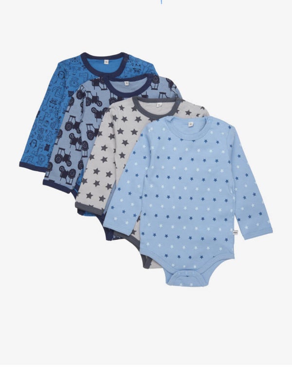 4 pakk med bodyer Str 50,74,80 på lager. Kan bestille inn Str 56,62,68