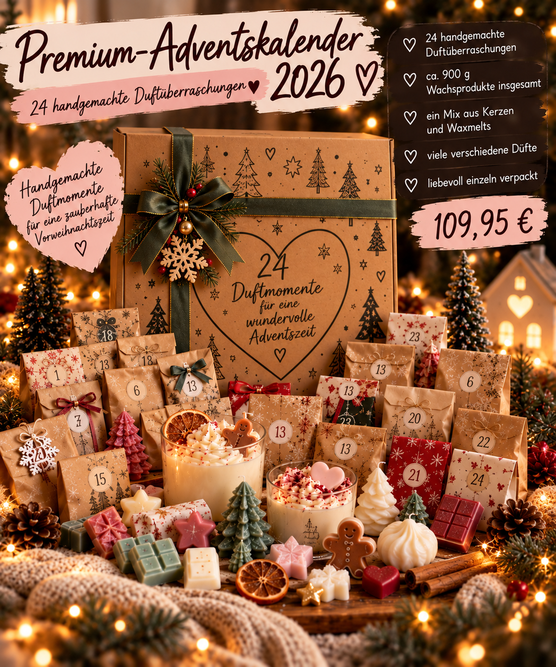 🎄 Premium-Adventskalender 2026 – 24 handgemachte Duftüberraschungen 🎄