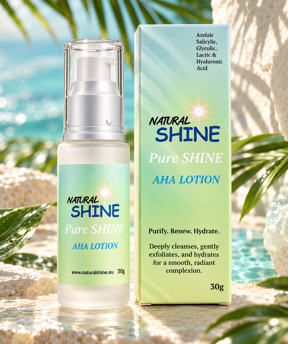 Pure Shine AHA Lotion – Reinigung, Peeling & Glätte