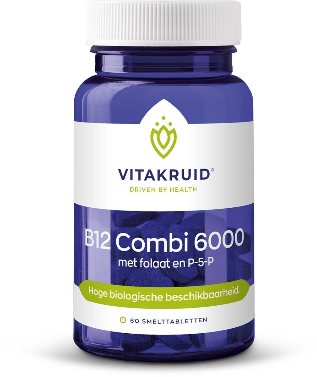 B12 Combi 6000 met folaat en p-5-p Vitakrid 60 smelttabletten Vitakruid