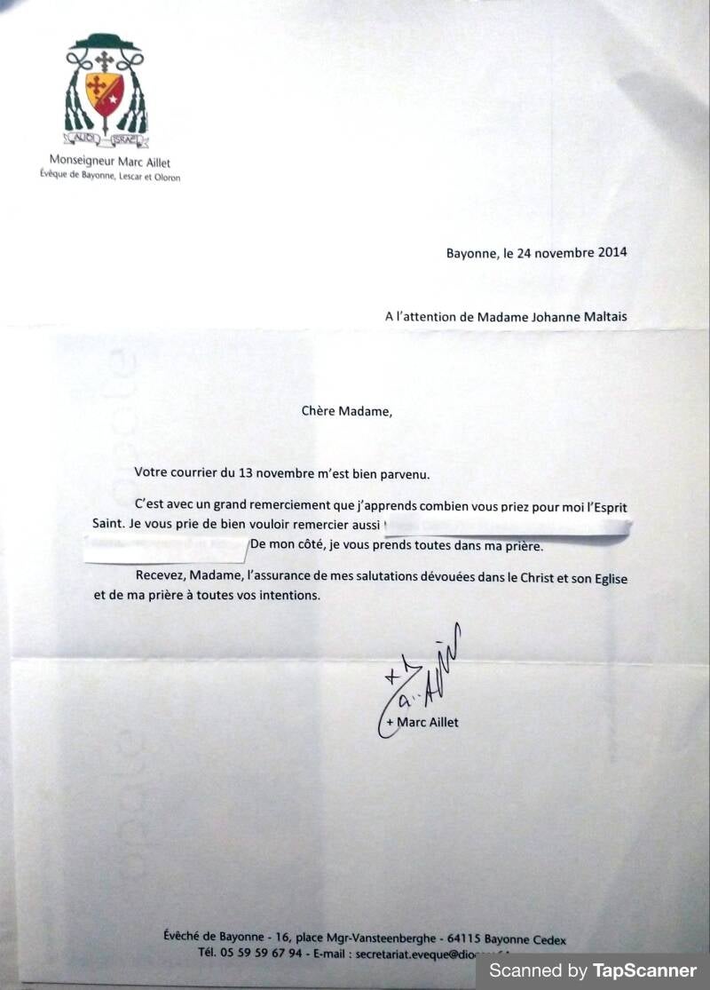 Photo de la lettre.