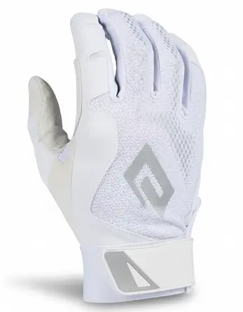 Adidas Diamond King 3.0 batting gloves in white with mesh back panel and Adidas logo detail.