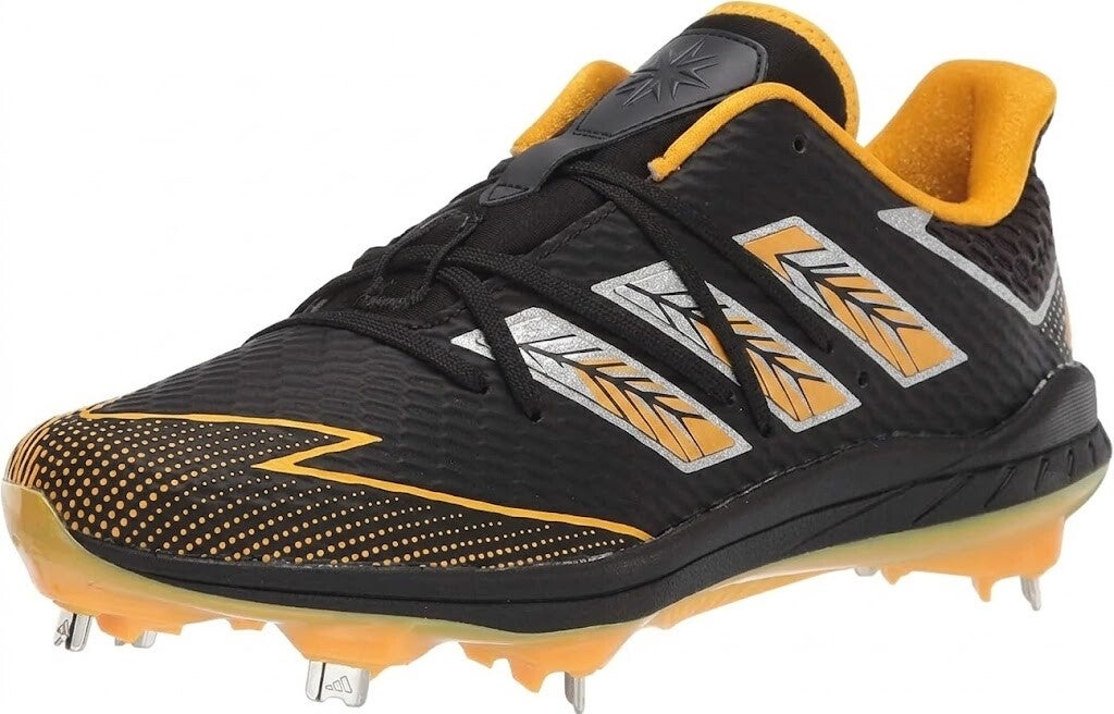 adidas Men's FV9398 Baseball Shoe displayed showing its lightweight upper construction and molded cleat outsole on a neutral background.