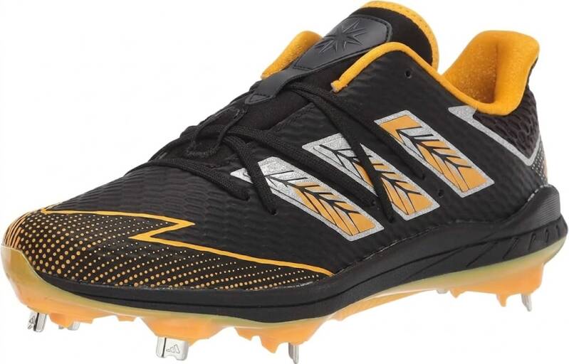 Accessible low-cut Adidas baseball shoe with molded outsole and cushioned footbed for recreational and beginner competitive players.