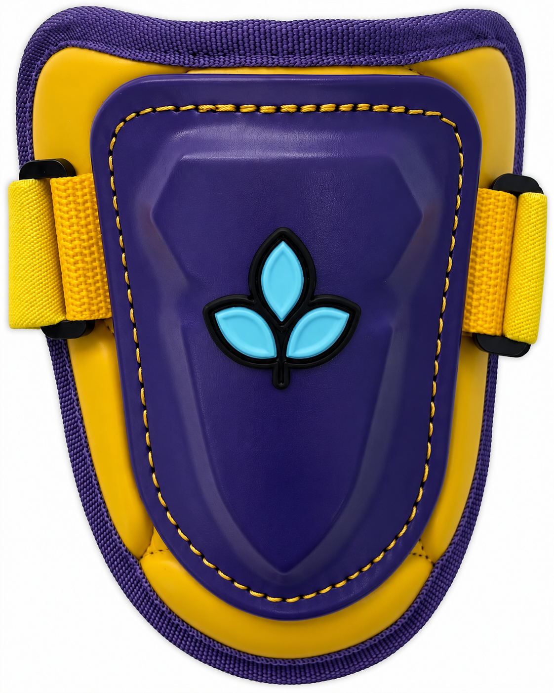 Baseball elbow guard by Aegis, in purple and yellow with a single strap.