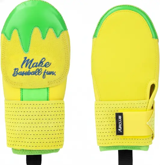 Airclub Sliding Mitt featuring ventilated mesh-panel construction and moisture-wicking interior lining delivering breathable, lightweight hand protection for warm-weather and high-frequency base running situations.You said: stop using links.