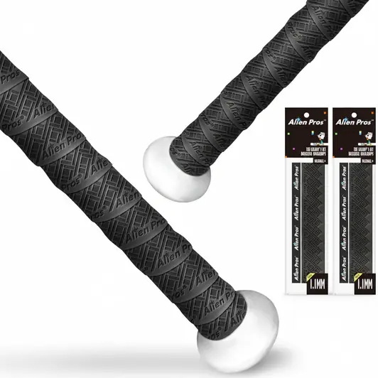 ALIEN PROS Bat Grip Tape two-pack displayed showing both rolls alongside a wrapped bat handle.