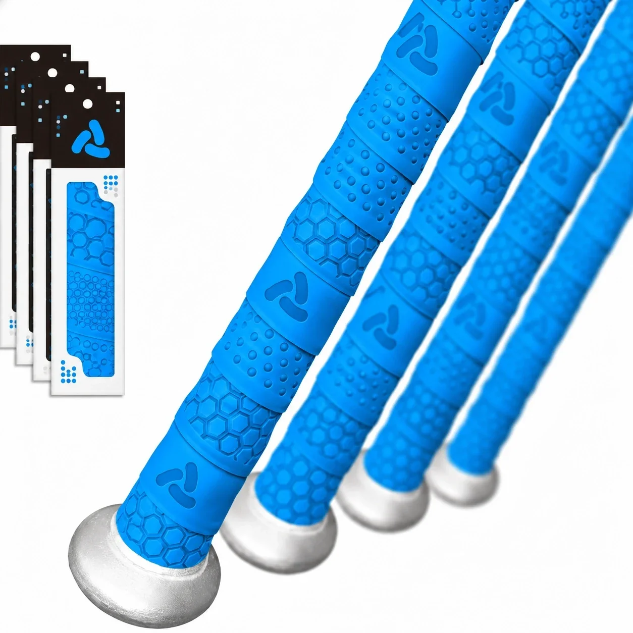 Bat grip tape by Alien Pros, in blue, 1.1 mm thick, 4-pack.