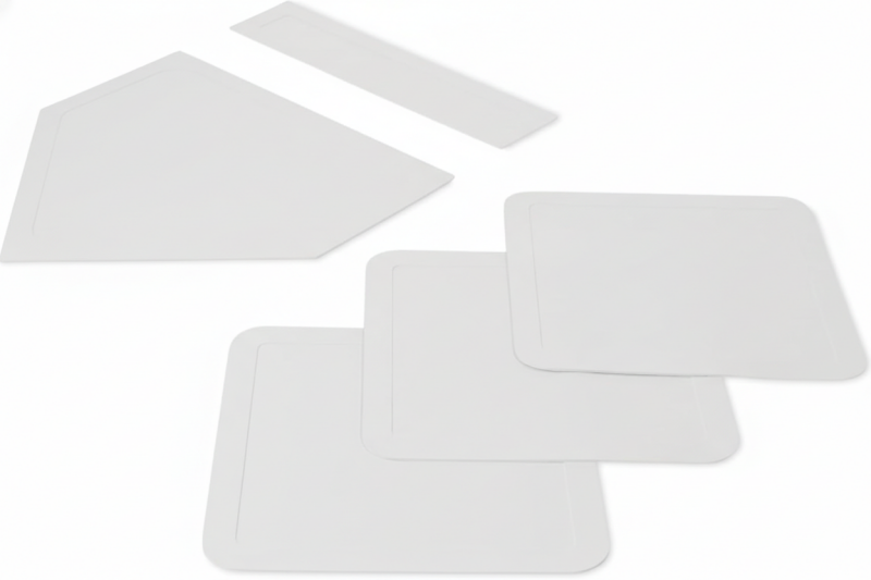 Amazon Basics Softball Baseball Bases Practice Accessories five-piece set with three bases, home plate, and pitching rubber for practice fields.