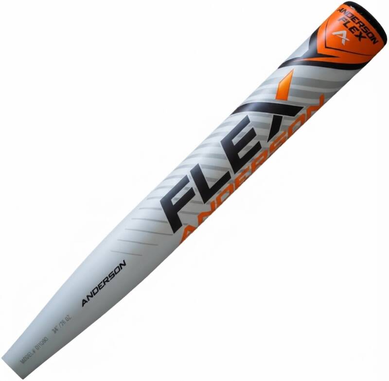 Anderson Flex USA/USSSA Slowpitch Softball Bat 011060, a single-wall alloy bat in a white finish with orange and black accents.