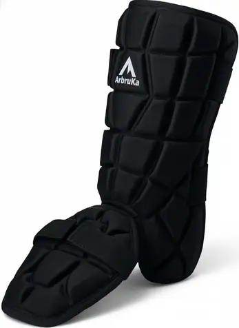 ArbruKa Batter's Foot Guard-Leg Guard extended foot and shin coverage for baseball hitters who crowd the plate.