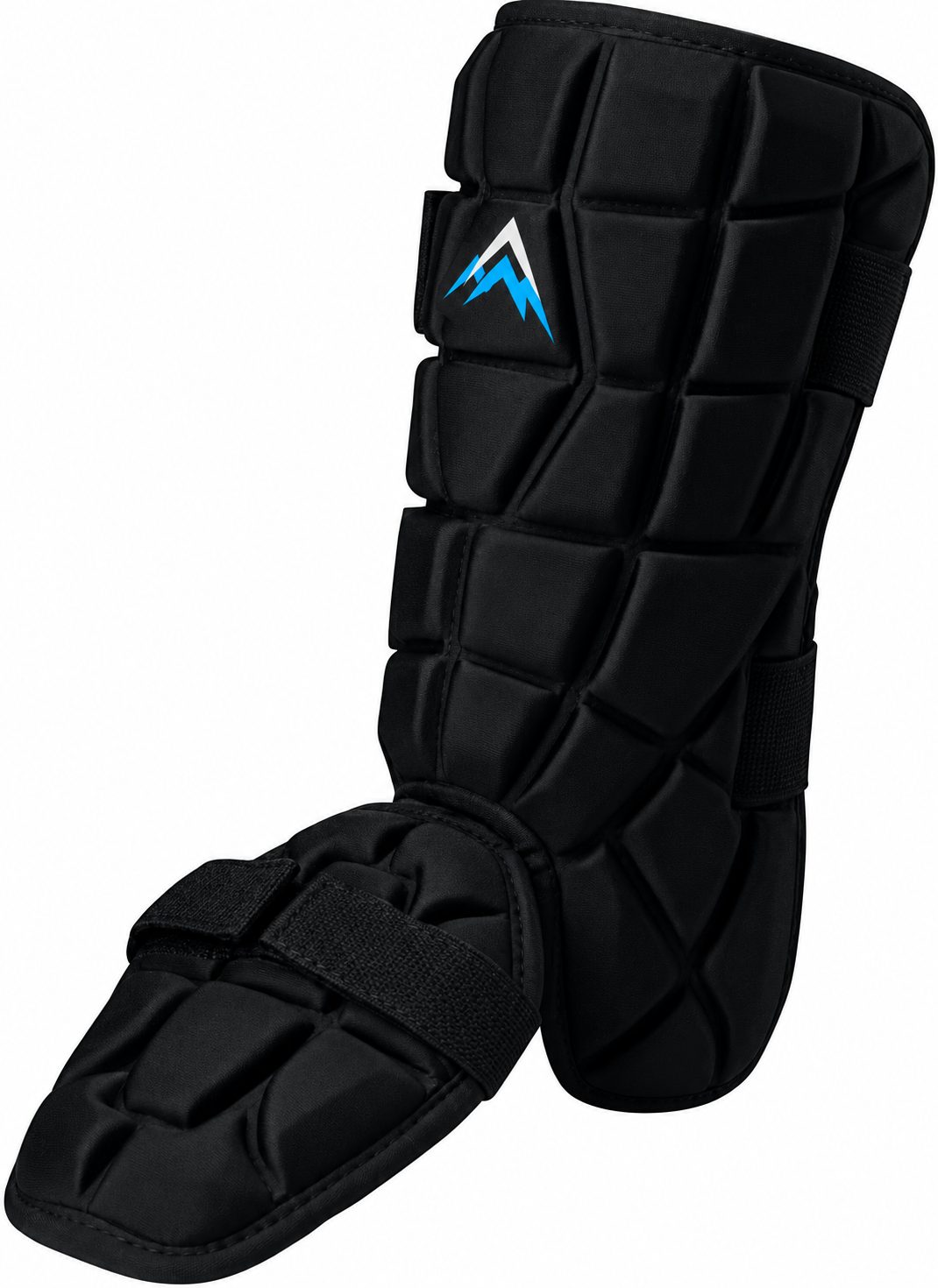 Baseball leg guard by ArbruKa, in black with a padded foot guard.