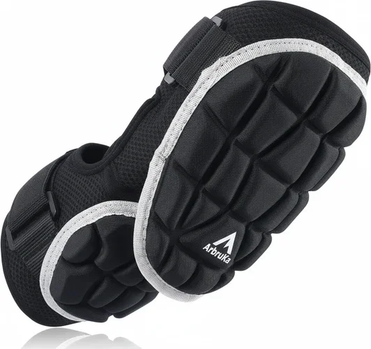 ArbruKa Batters Baseball Softball Elbow Guard showing adjustable strap construction against a white background.
