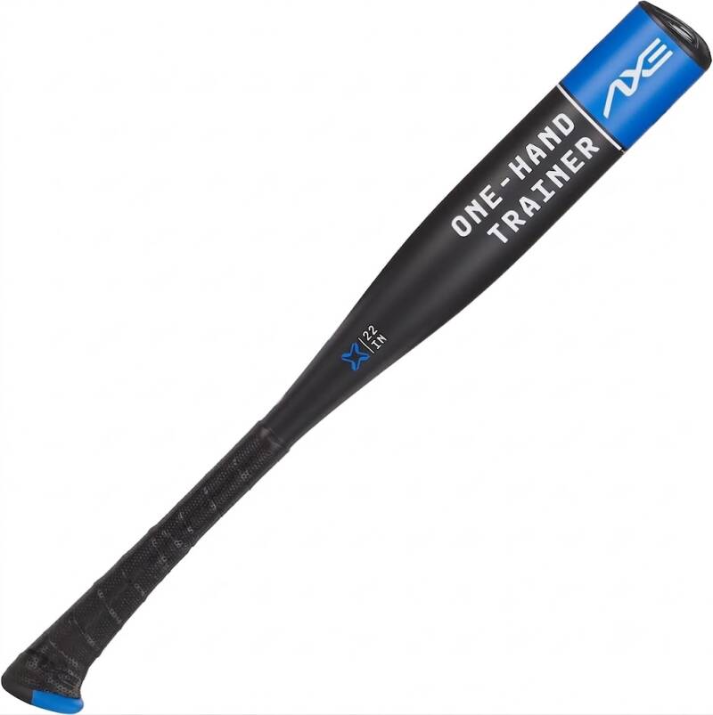 Axe Bat One-Hand Training Bat in black and blue, 22 inches, with the signature Axe handle for one-handed swing drills.