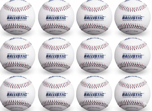 Baden Ballistic leather pitching machine baseballs designed for realistic batting practice contact.