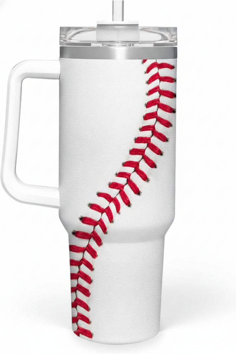 Baseball Tumbler with Handle 40oz with insulated construction delivering sustained cold water access through full tournament day summer baseball softball coaching situations.