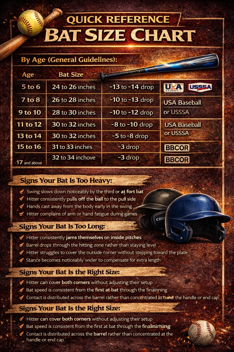 Chart showing recommended bat drop weights by age group and league level.