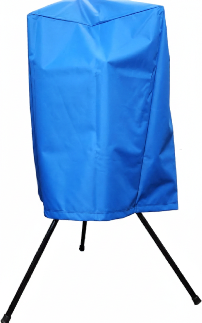 Protective covers for small BATA baseball and softball pitching machines.