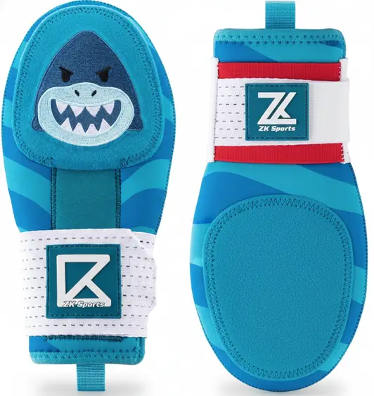 Beckenhaus Sliding Mitt with integrated wrist guard panel and reinforced nylon outer extending protective coverage from the knuckles through the lower forearm for competitive base runners.