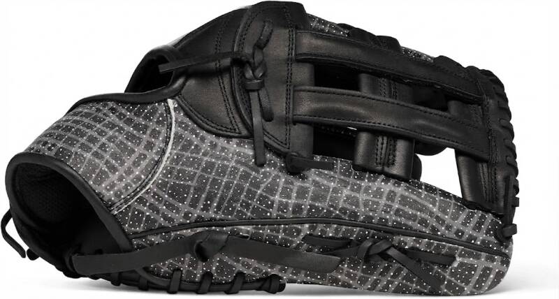 Boombah Softball Fielding Glove B4 H Web - Shadow Print, an H-Web fielding glove in black with a gray shadow grid print.