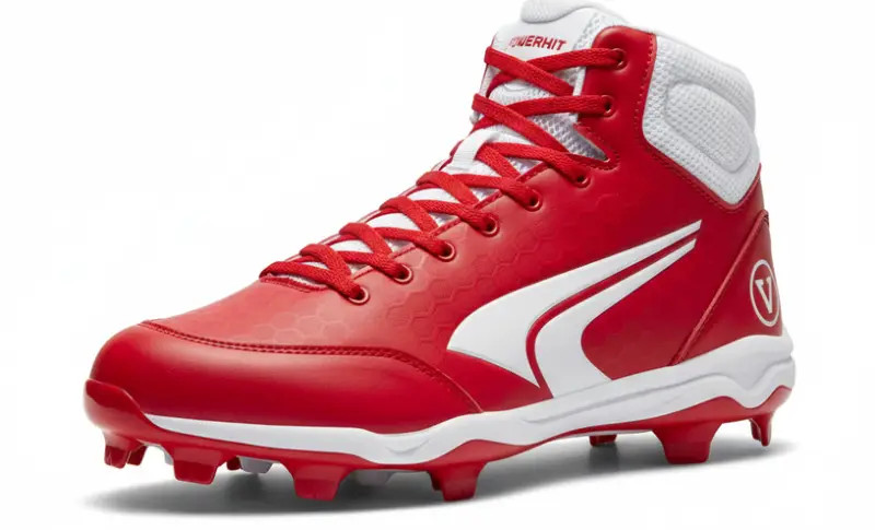 Boombah Viper Pro Men's Molded Mid Cleat displayed showing its mid-cut upper construction and molded rubber outsole design.