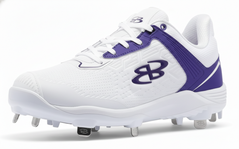Boombah Viper Pro Women's Metal Cleat Pitching Toe in low cut design with metal spike plate and reinforced toe construction built for competitive fastpitch pitchers on natural grass and dirt.