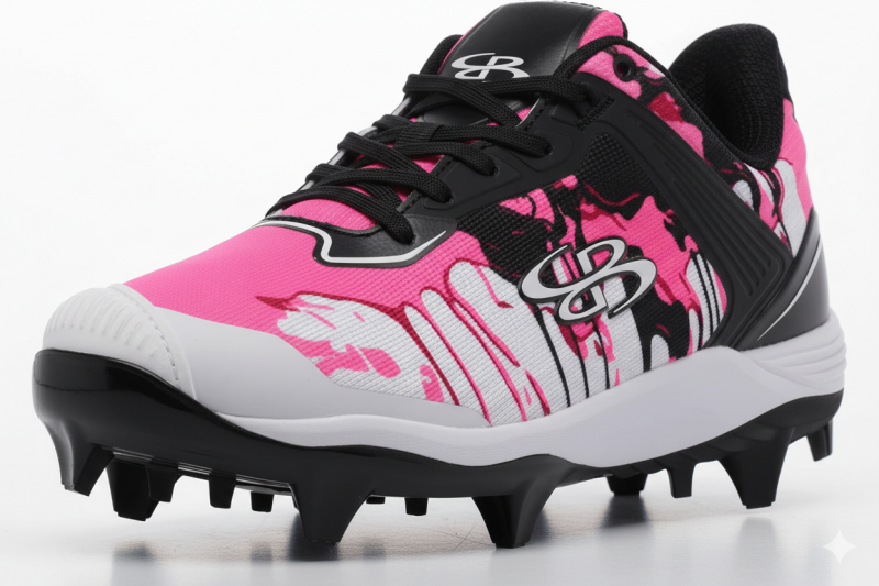 Boombah Viper Women's Molded Cleat Graffiti Drip Pitching Toe in low cut design with reinforced toe construction built for fastpitch pitchers and infielders on turf and mixed surfaces.