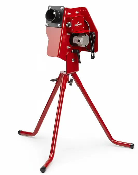 BSN Sports Bulldog Baseball Softball Pitching Machine with professional institutional quality construction serving both baseball and softball programs in a single dual-sport machine investment.