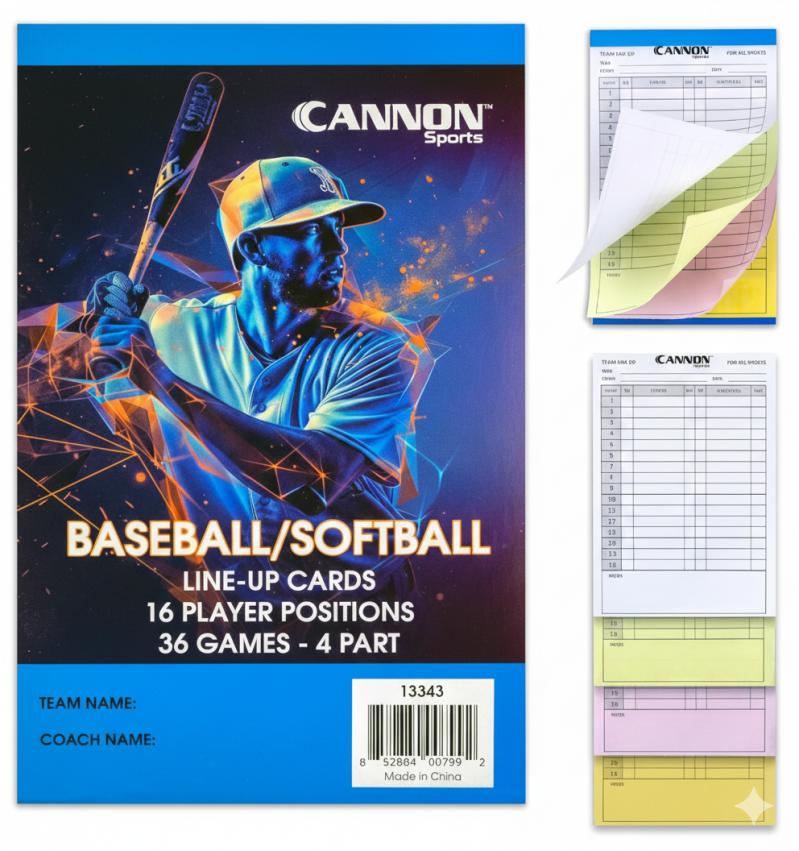 Cannon Sports baseball and softball lineup cards for coaches, scorekeeping, and game management