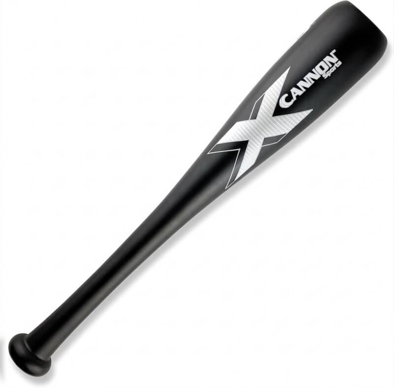 Cannon Sports One Hand Bat Trainer for Baseball and Softball in matte black with a white X and Cannon Sports logo on the barrel.