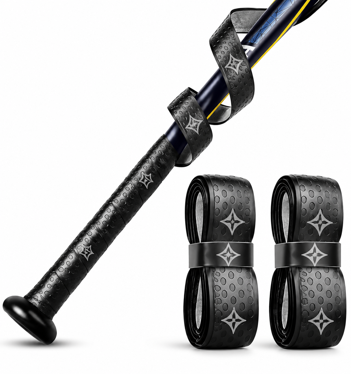 Bat grip tape by Champkey, in black with a textured surface, 2-pack.