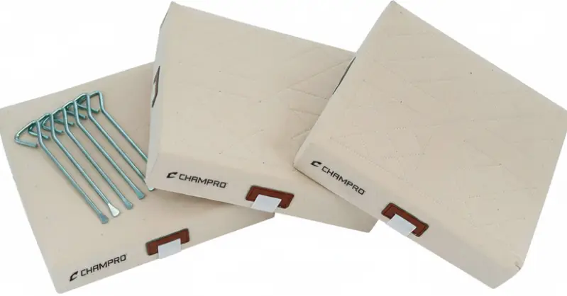 Champro Canvas Quilted Bases set of three with soft stitched construction for recreational baseball and softball fields.