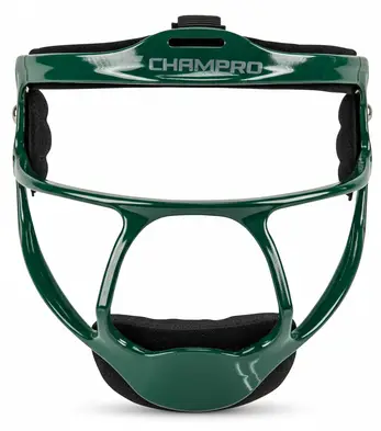 CHAMPRO Magnesium Frame Defender Fielder's Mask displayed showing its lightweight magnesium frame and full face coverage wire cage.