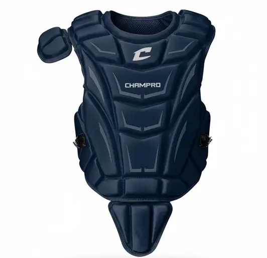 CHAMPRO Optimus MVP Chest Protector displayed showing its accessible competitive construction and adjustable fit design for programs at budget-conscious investment levels.