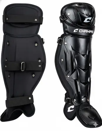 CHAMPRO Optimus MVP Single Knee Leg Guard displayed showing its accessible construction and single knee protection design for competitive programs at budget-conscious levels.