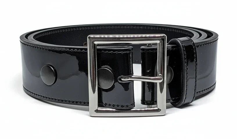 CHAMPRO unisex-adult Umpire Patent Leather Belt shown highlighting its polished patent face and reinforced load-bearing construction.