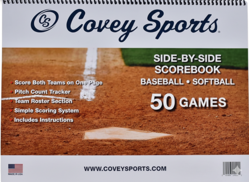 Covey Sports baseball scorebook with side by side scoring layout