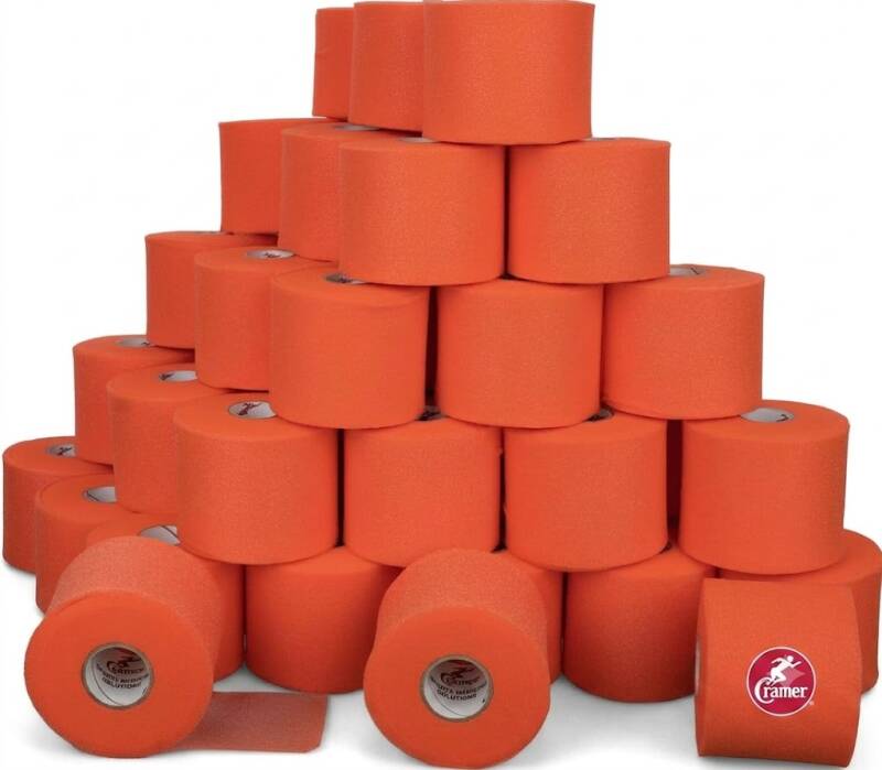 Cramer Tape Underwrap, Bulk Case of 48 Rolls, foam underwrap rolls shown in their bulk case packaging.