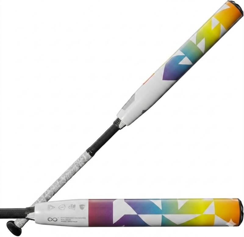 DeMarini 2025 Prism+ Fastpitch Softball Bat displayed showing its two-piece composite construction and balanced barrel profile.