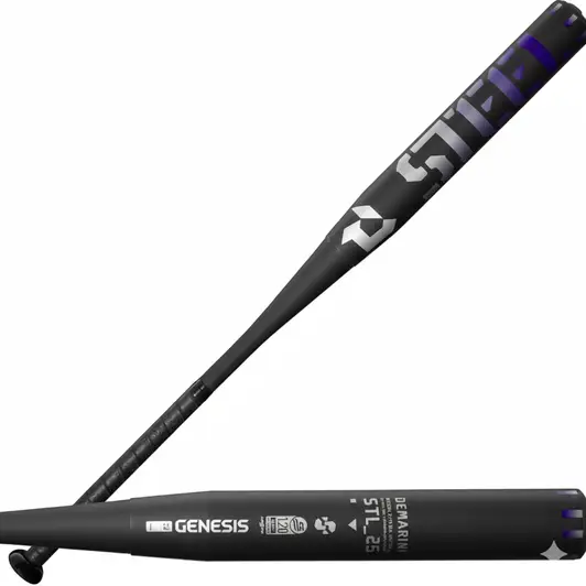 DeMarini 2025 Steel Slowpitch Softball Bat with one-piece alloy construction delivering DeMarini's manufacturing quality and direct contact feedback for players who choose alloy construction intentionally.