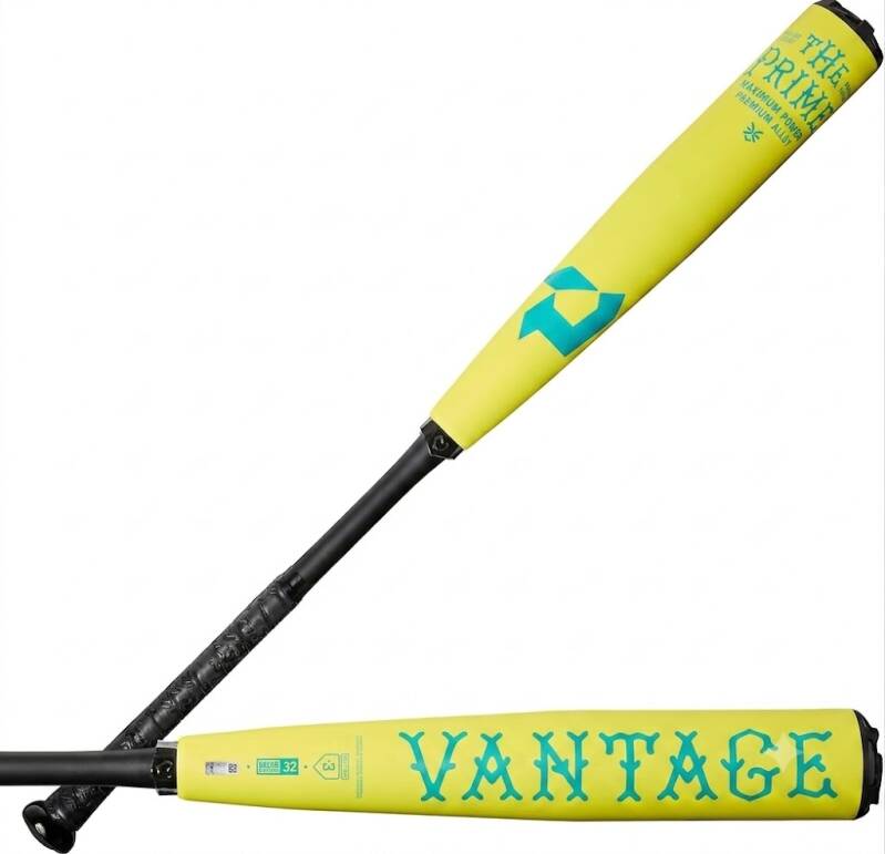 DeMarini 2025 The Goods™ (-3) BBCOR Baseball Bat in bright yellow with a black handle and grip.