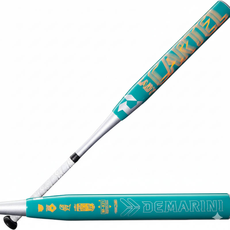 DeMarini 2026 Lady Cartel Slowpitch Softball Bat displayed showing its two-piece composite construction and women's specific 34" design for female competitive slowpitch players.