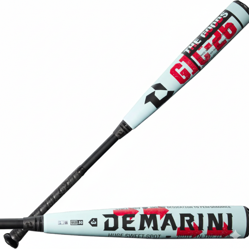 DeMarini 2026 The Goods BBCOR baseball bat with end-loaded alloy barrel and composite handle delivering DeMarini's established power-first hybrid identity for elite competitive high school and collegiate power hitters.