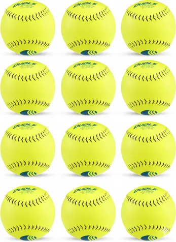 Dudley Slowpitch softball certified USASB and USSSA with premium leather cover and raised seams for consistent gameplay