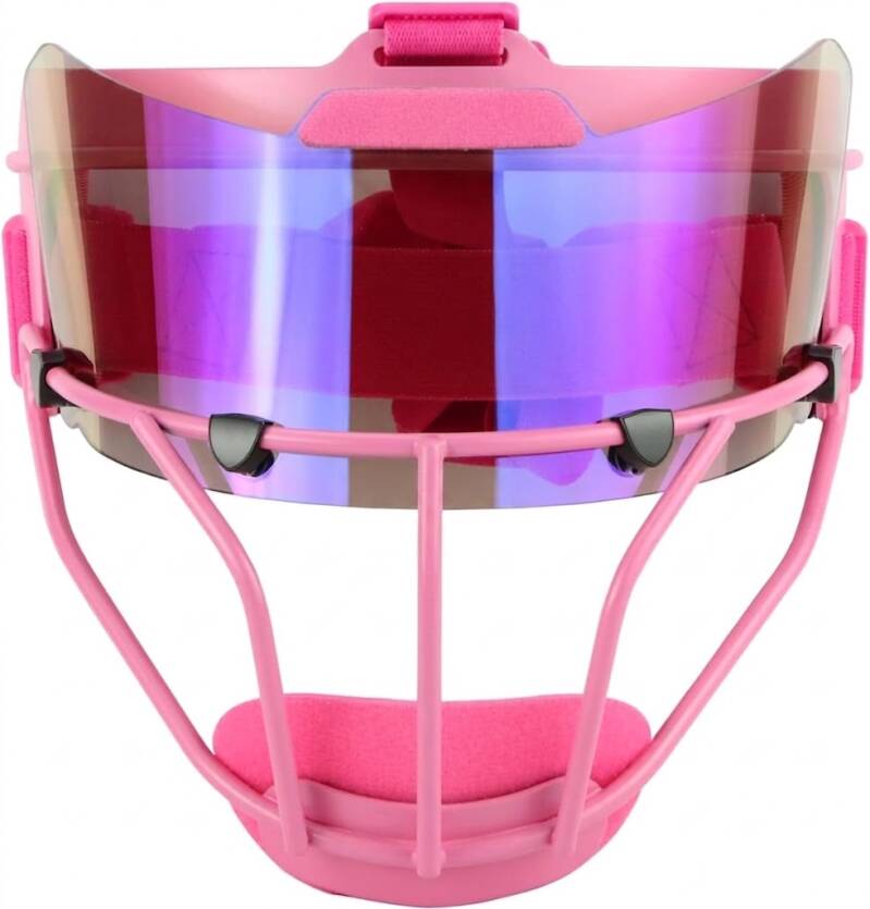 DUTYBOD Softball Face Mask displayed showing its lightweight cage construction and wide field vision design fitting all ages on a neutral background.