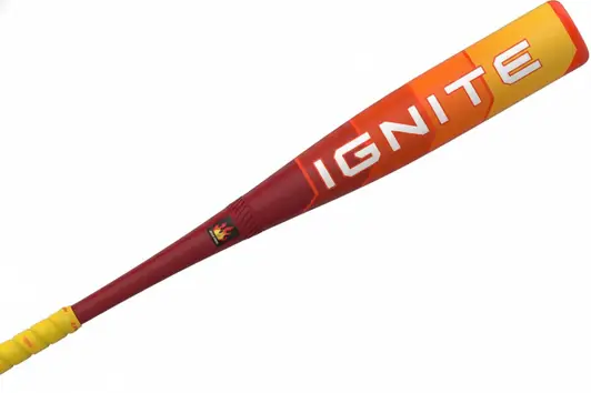 Easton 2025 Hype Fire USSSA Baseball Bat displayed showing its two-piece composite construction and proven Hype Fire barrel geometry for competitive travel ball players.
