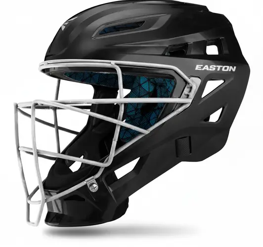 Easton Gametime Baseball Catcher's Helmet displayed showing its reliable crossover construction and functional mask design for catchers across baseball and softball formats.